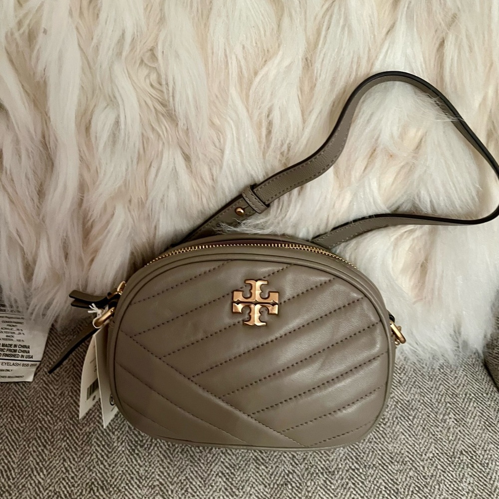 Authentic Tory Burch Gray Quilted Crossbody Bag